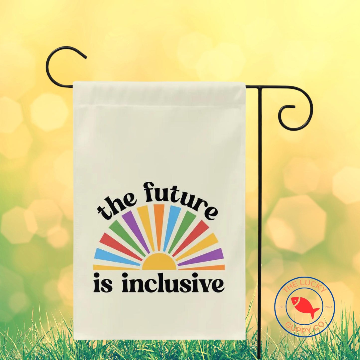 The Future is Inclusive Starburst Rainbow Flag