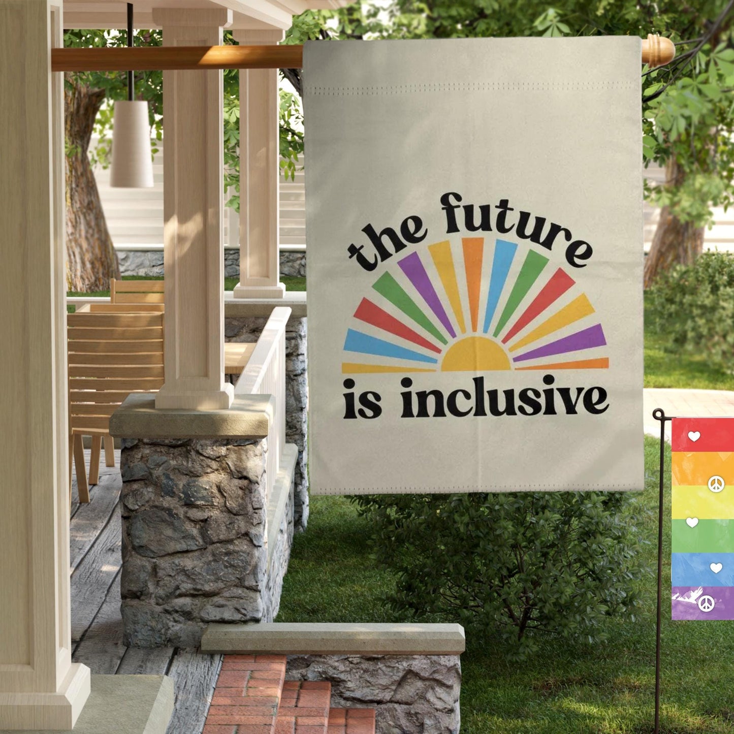 The Future is Inclusive Starburst Rainbow Flag