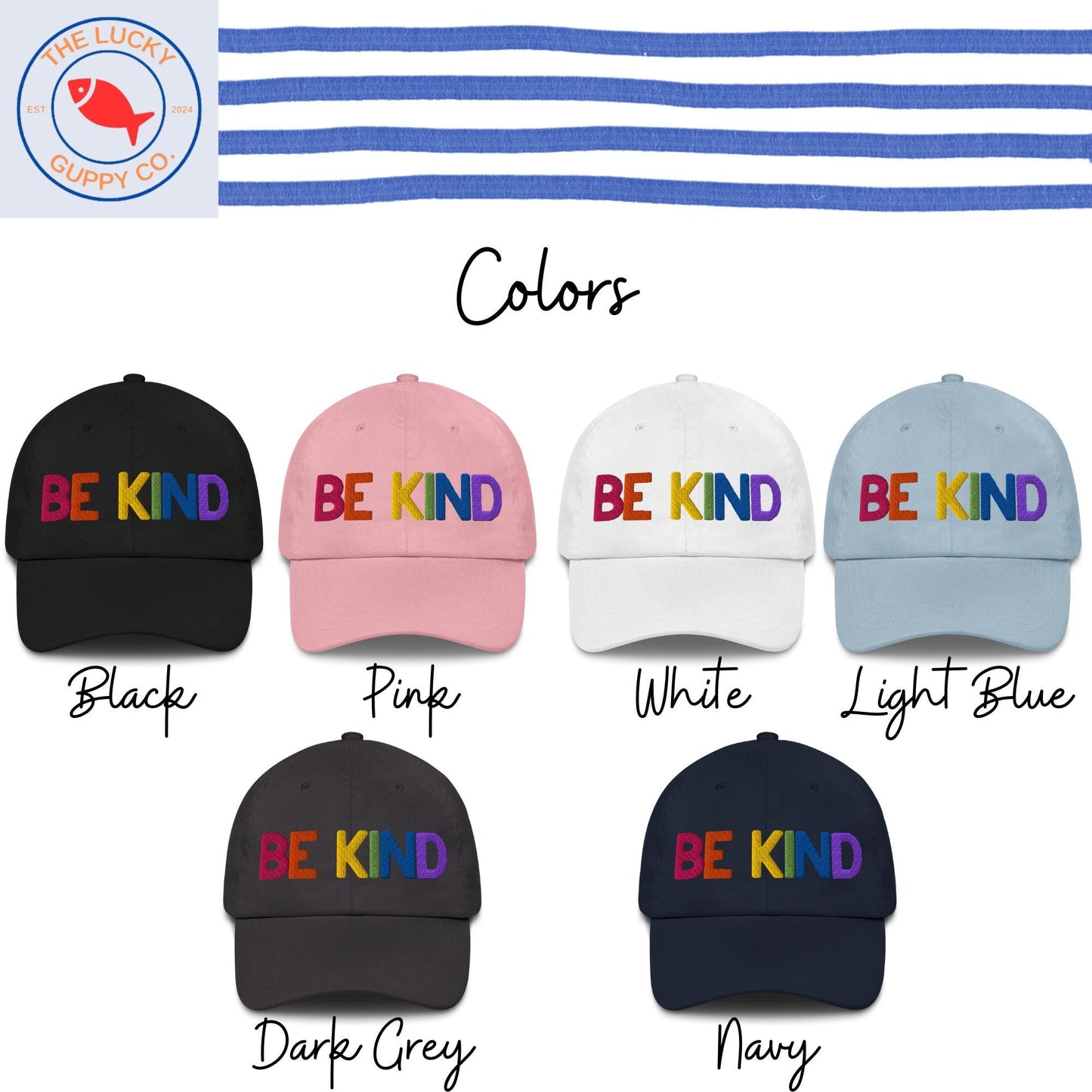 Be Kind Rainbow Embroidered Canvas Hat