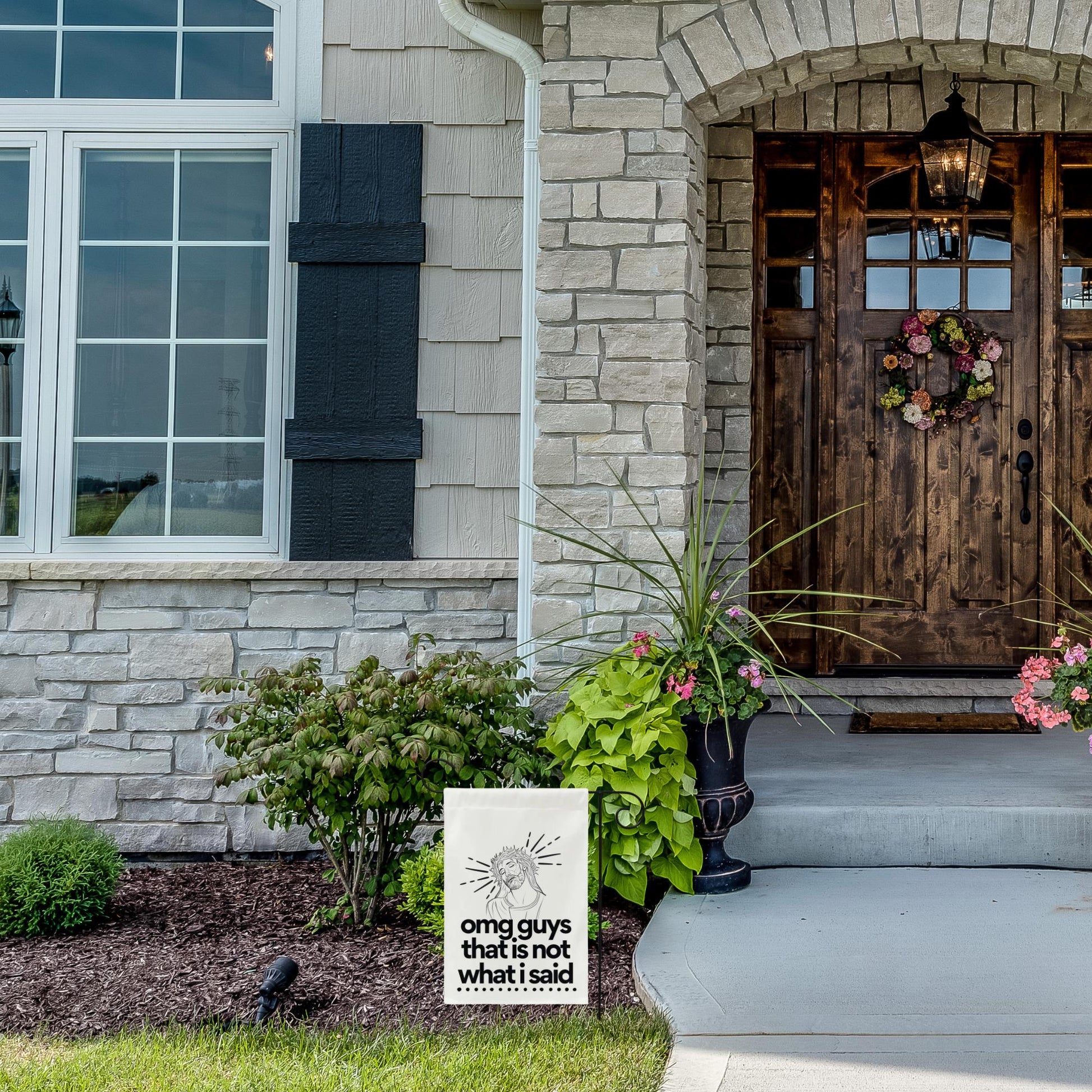 omg guys that's not what I said liberal Jesus garden flag, liberal christian gift, progressive christian yard sign, defend equality flag