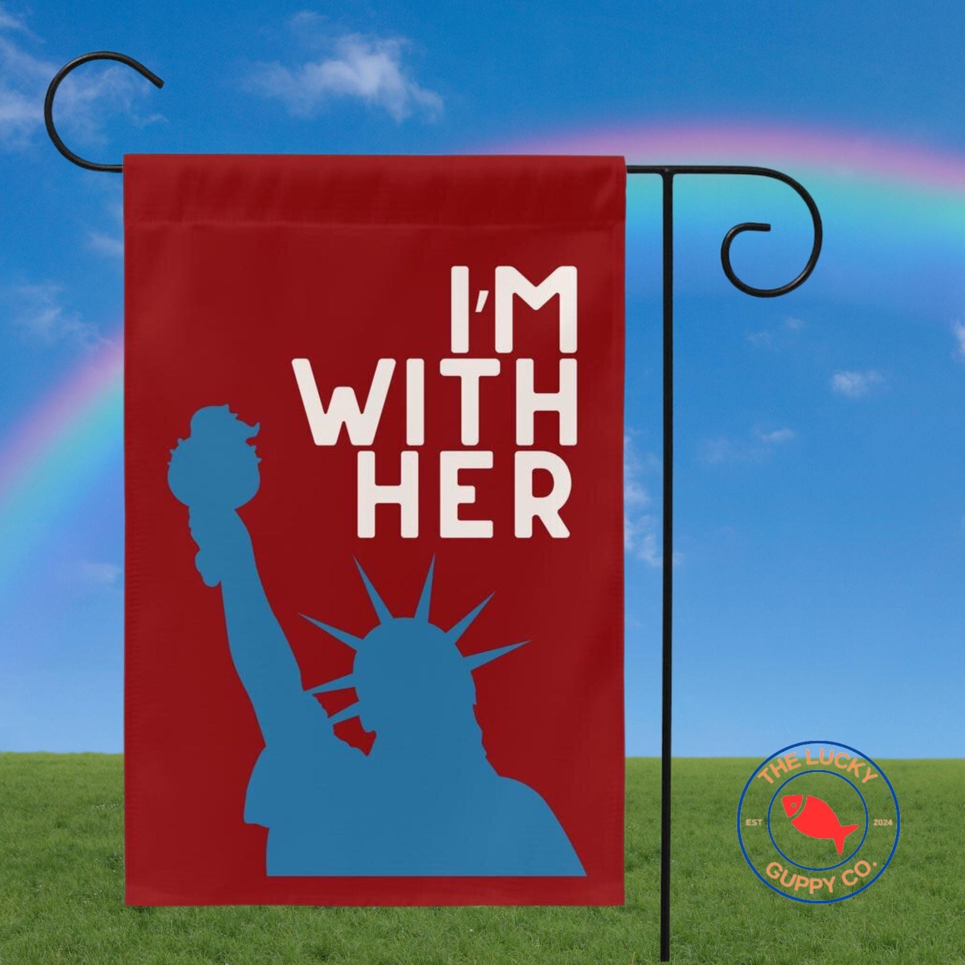 I'm with her flag, anti trump pro America yard sign, patriotism is pro democracy equality, FDT yard sign, unapologetic democrat yard sign
