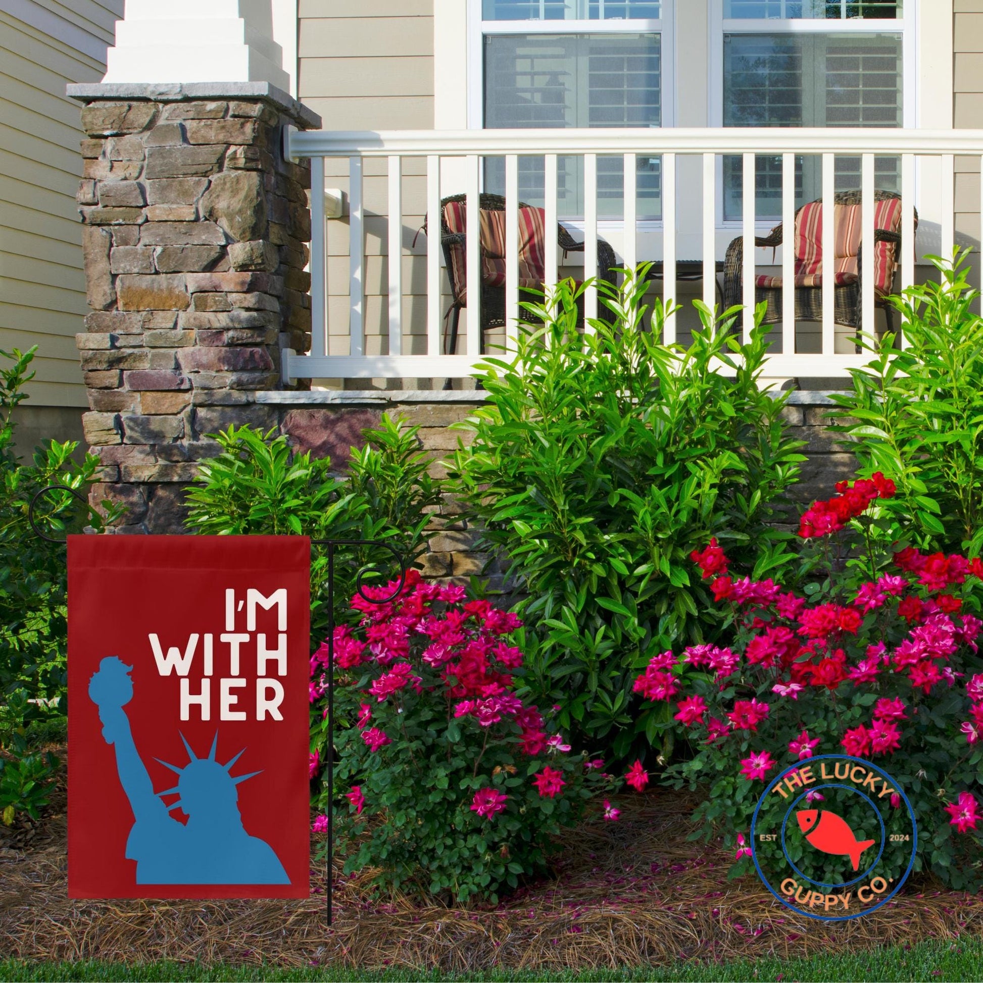 I'm with her flag, anti trump pro America yard sign, patriotism is pro democracy equality, FDT yard sign, unapologetic democrat yard sign