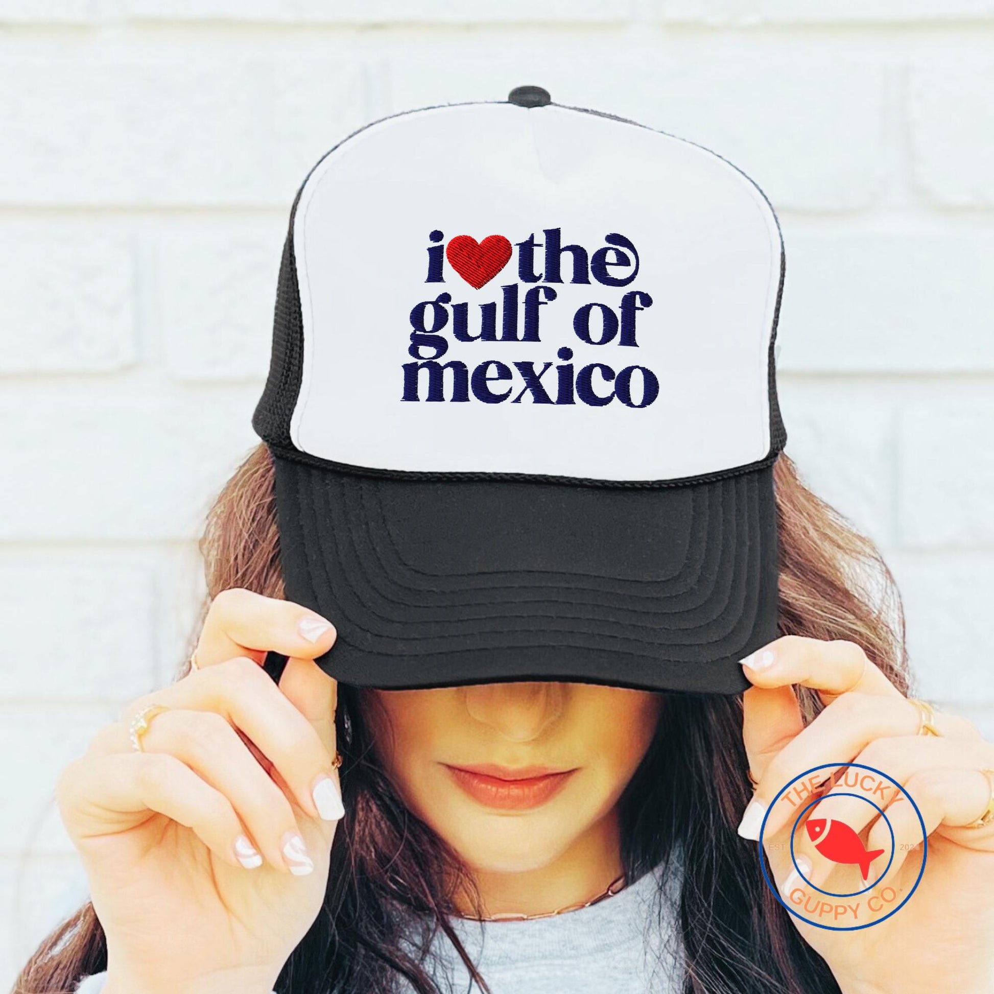 I love the Gulf of Mexico trucker hat, proud democrat hat, anti trump hat, you're in a cult, is he dead yet, FDT hat, I dissent ball cap