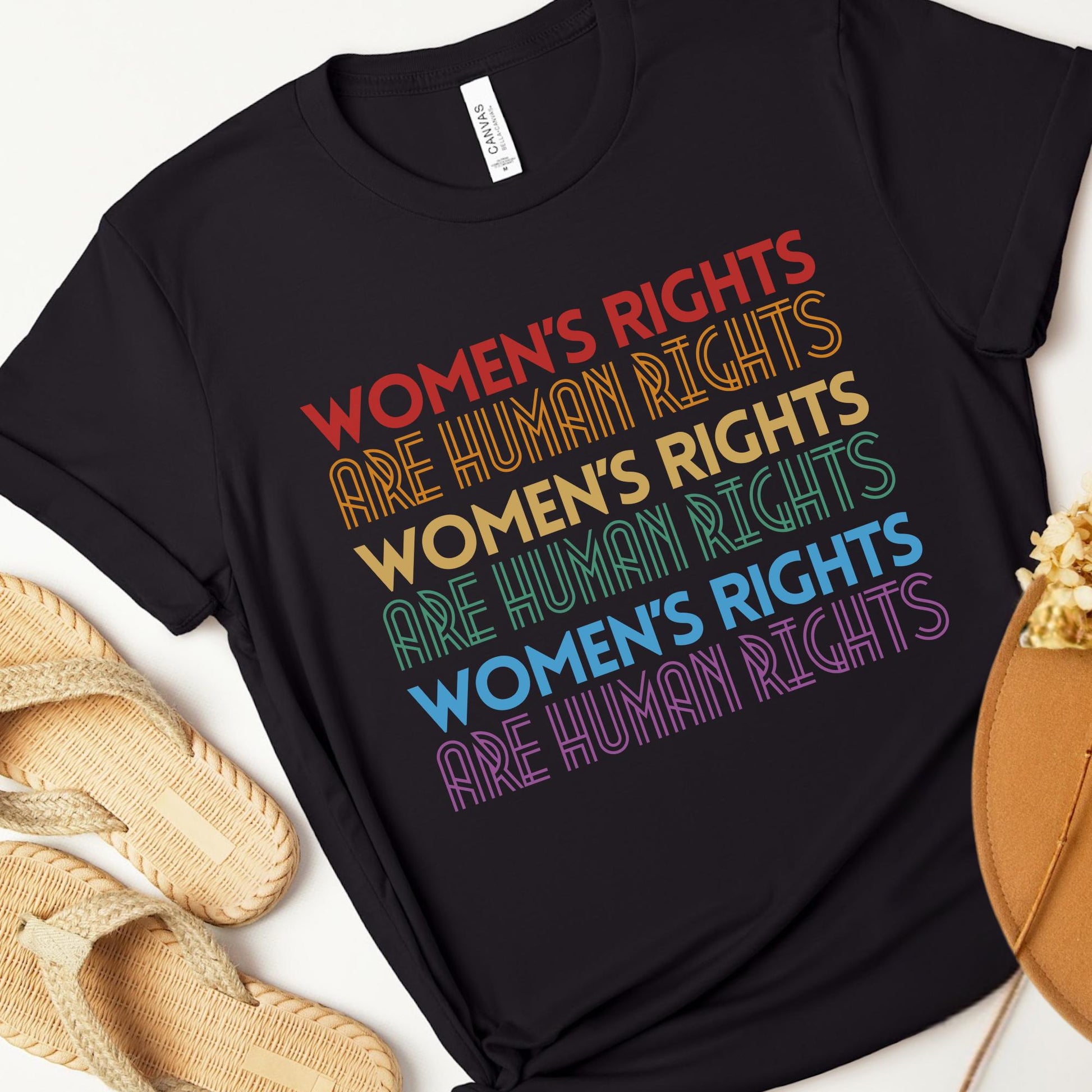womens rights are human rights rainbow tshirt, support womens rights and wrongs, abortion is healthcare, bans off our bodies, feminist shirt