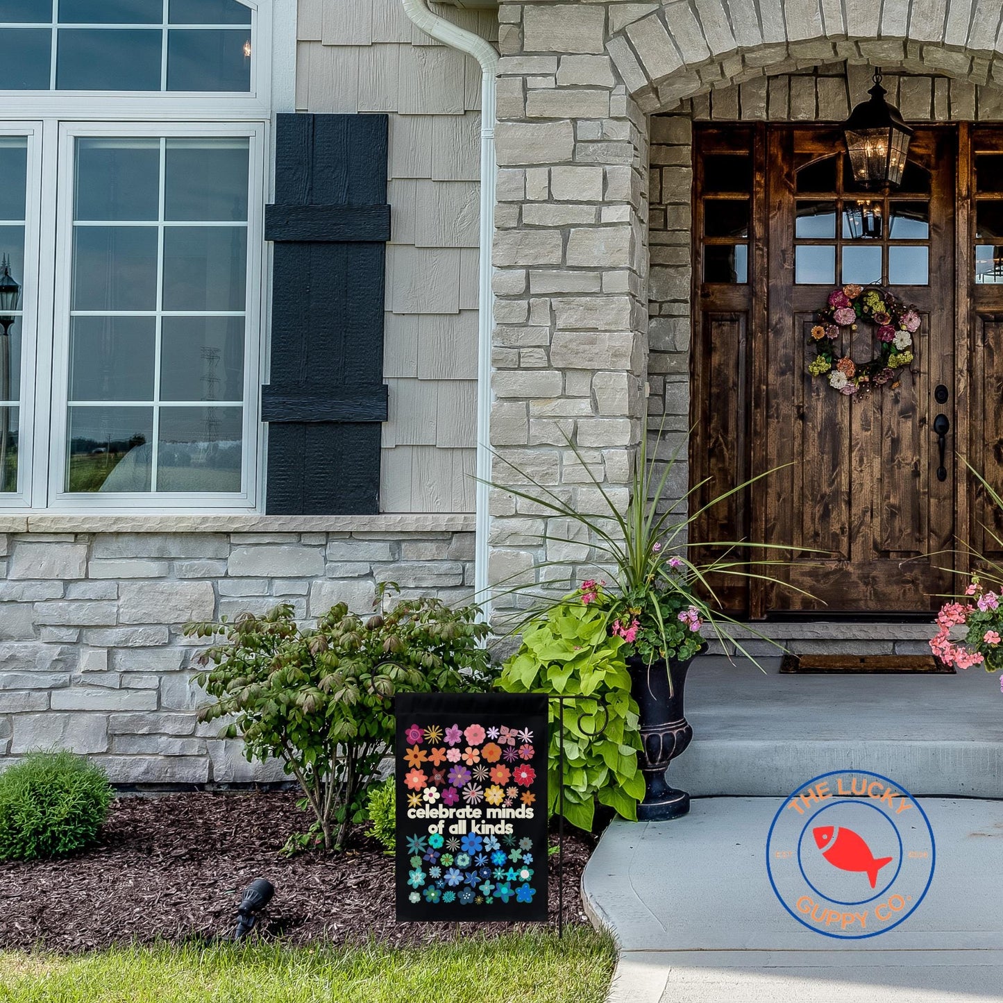 celebrate minds of all kinds flag, celebrate neurodiversity sticker, normalize minds of all kinds, autism awareness, inclusion is elemental