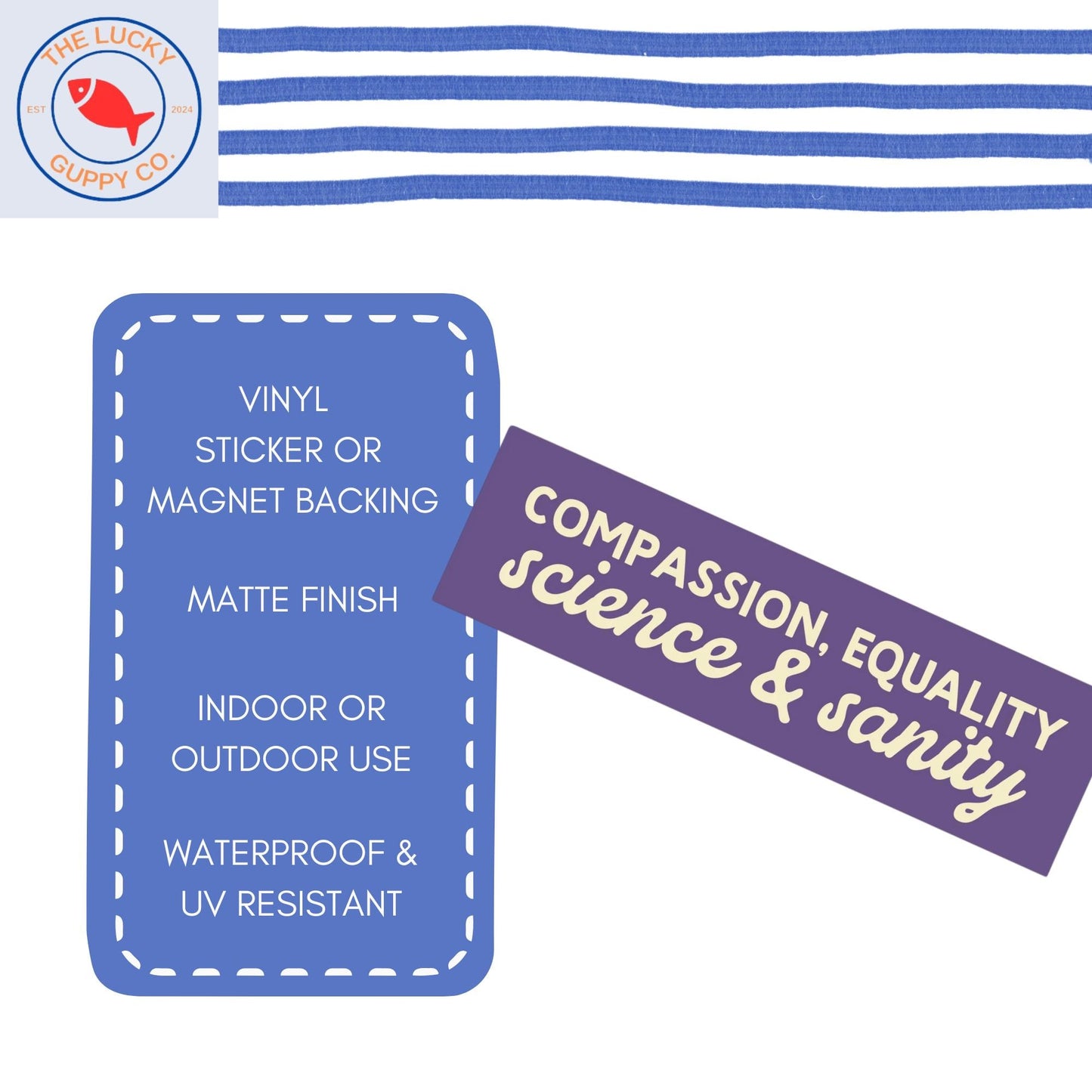 compassion equality science and sanity bumper sticker, make empathy great again, practice radical empathy, in science we trust car sticker