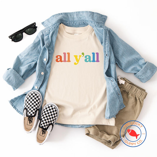 all y'all toddler tshirt, support your fruity friends, mini feminist shirt, proud lgbtq ally, raise them kind, raise them liberal kids shirt
