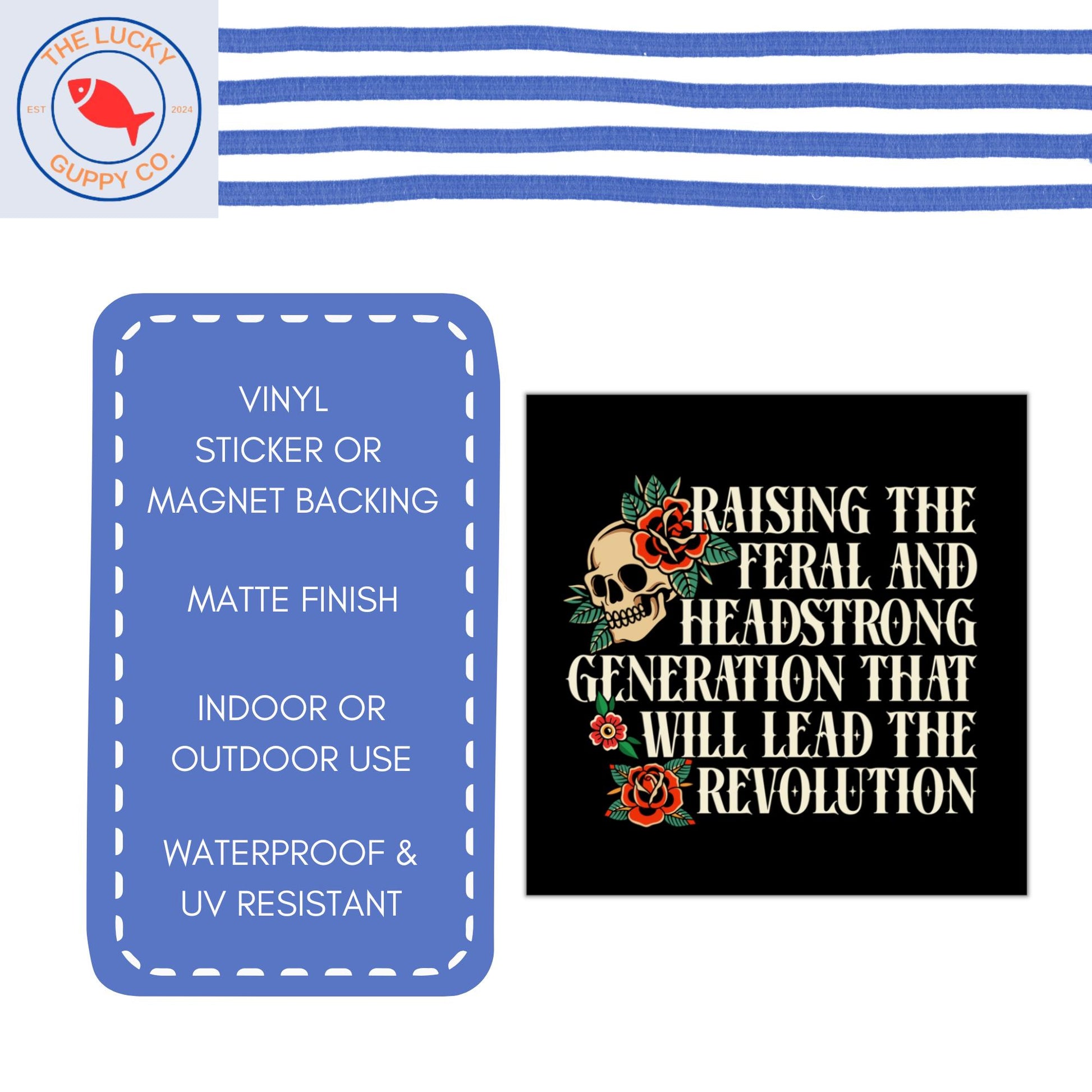 raising the feral and headstrong generation that will lead the revolution sticker, goth against fascism, raise em kind, future feminist
