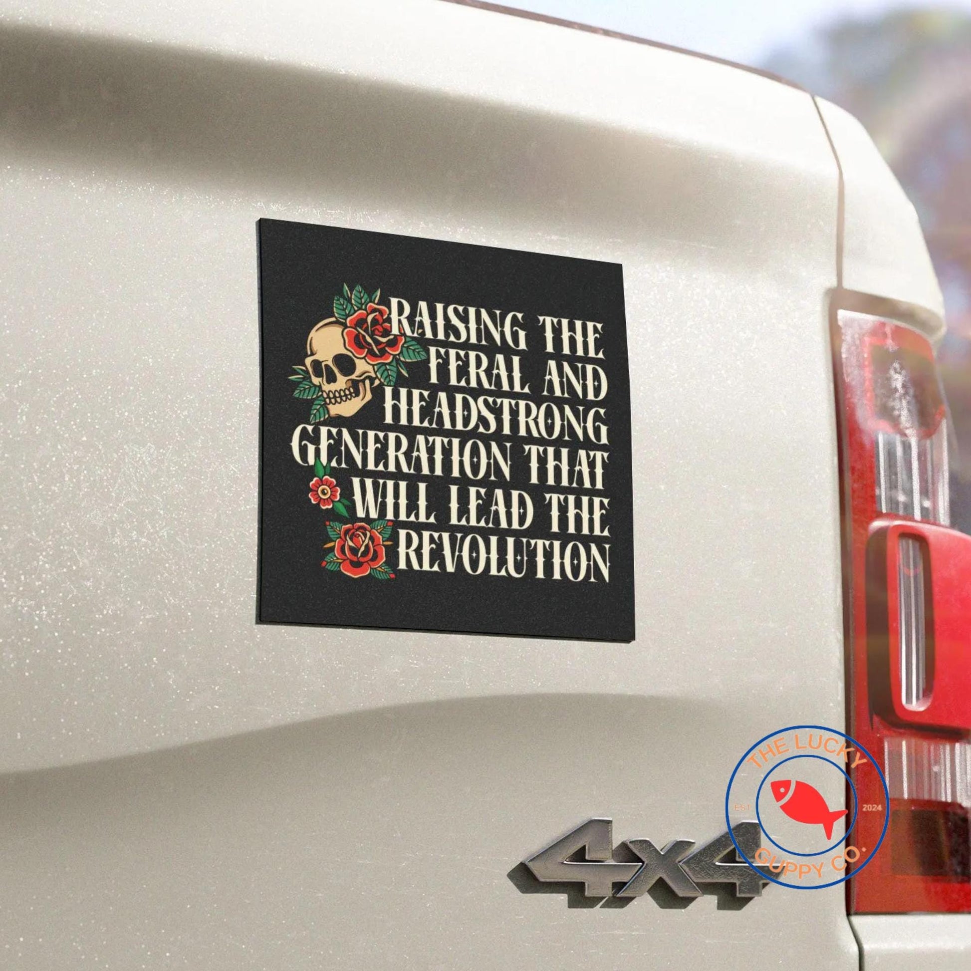 raising the feral and headstrong generation that will lead the revolution sticker, goth against fascism, raise em kind, future feminist