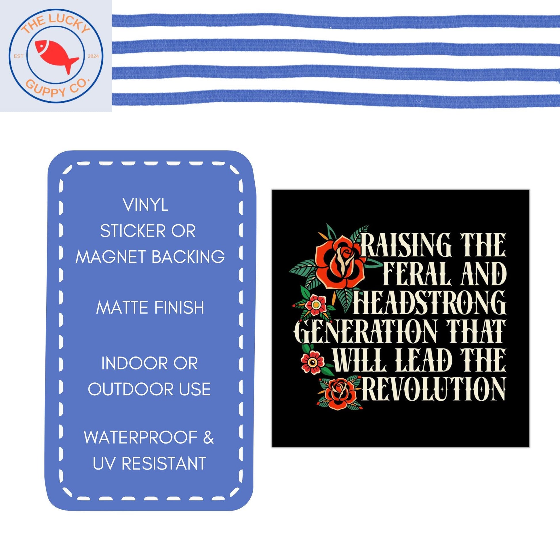 raising the feral and headstrong generation that will lead the revolution sticker, goth against fascism, raise em kind, future feminist
