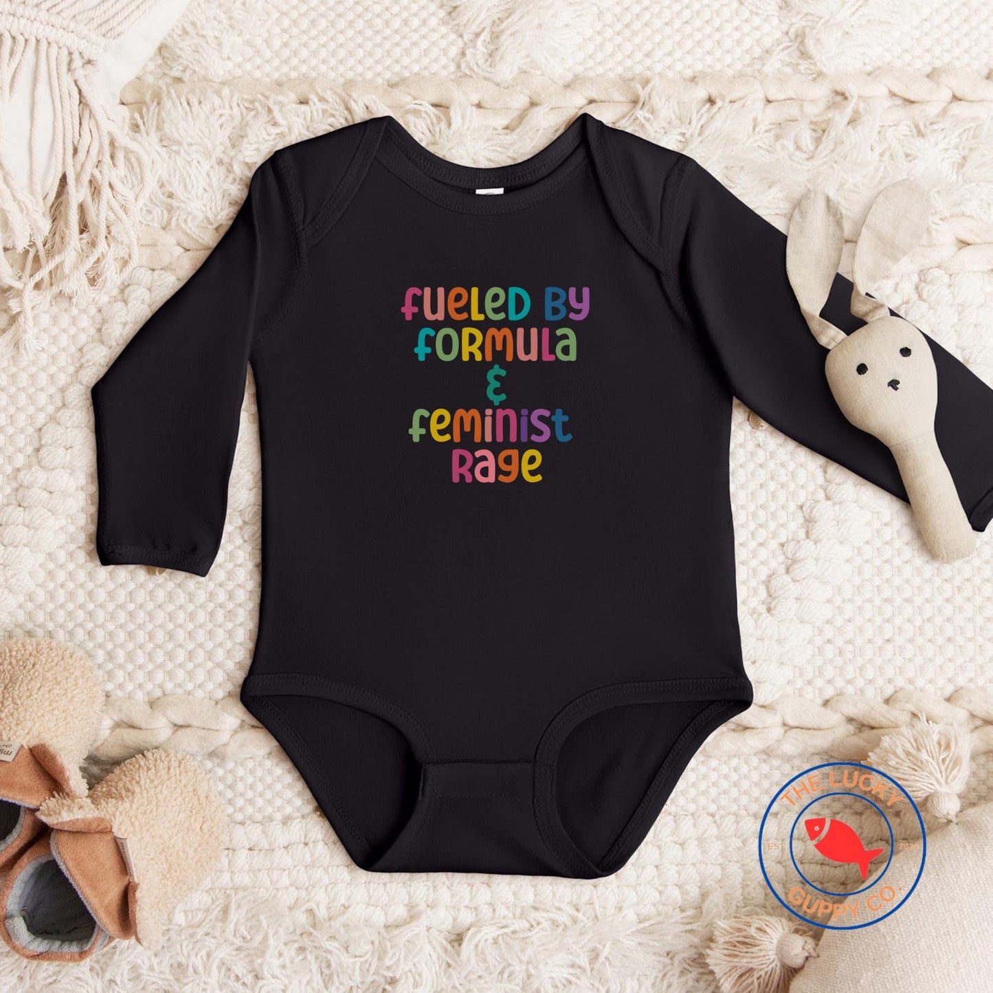 fueled by formula and feminist rage onesie(R), little feminist shirt, girl baby shower gift, liberal kid gift, pee on the patriarchy onesie