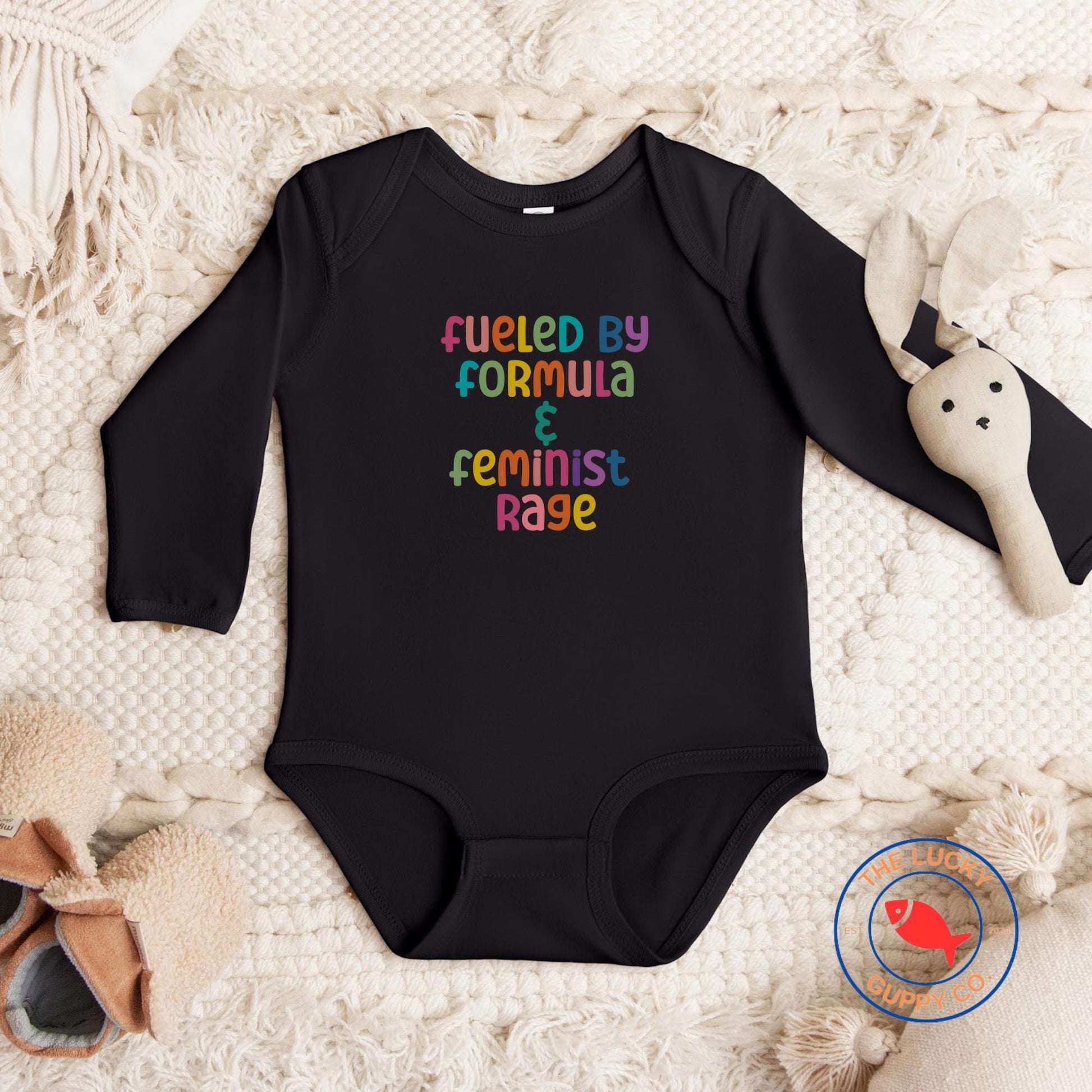 fueled by formula and feminist rage onesie(R), little feminist shirt, girl baby shower gift, liberal kid gift, pee on the patriarchy onesie