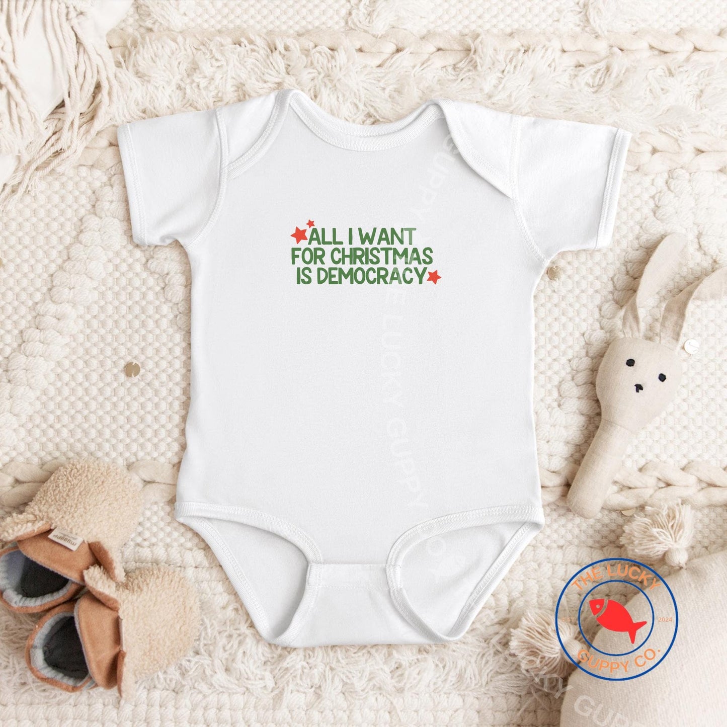 All I want for Christmas is Democracy Kids Shirt, Holiday Lights and Equal Rights TShirt, Family Christmas Shirts, Future Democrat Voter
