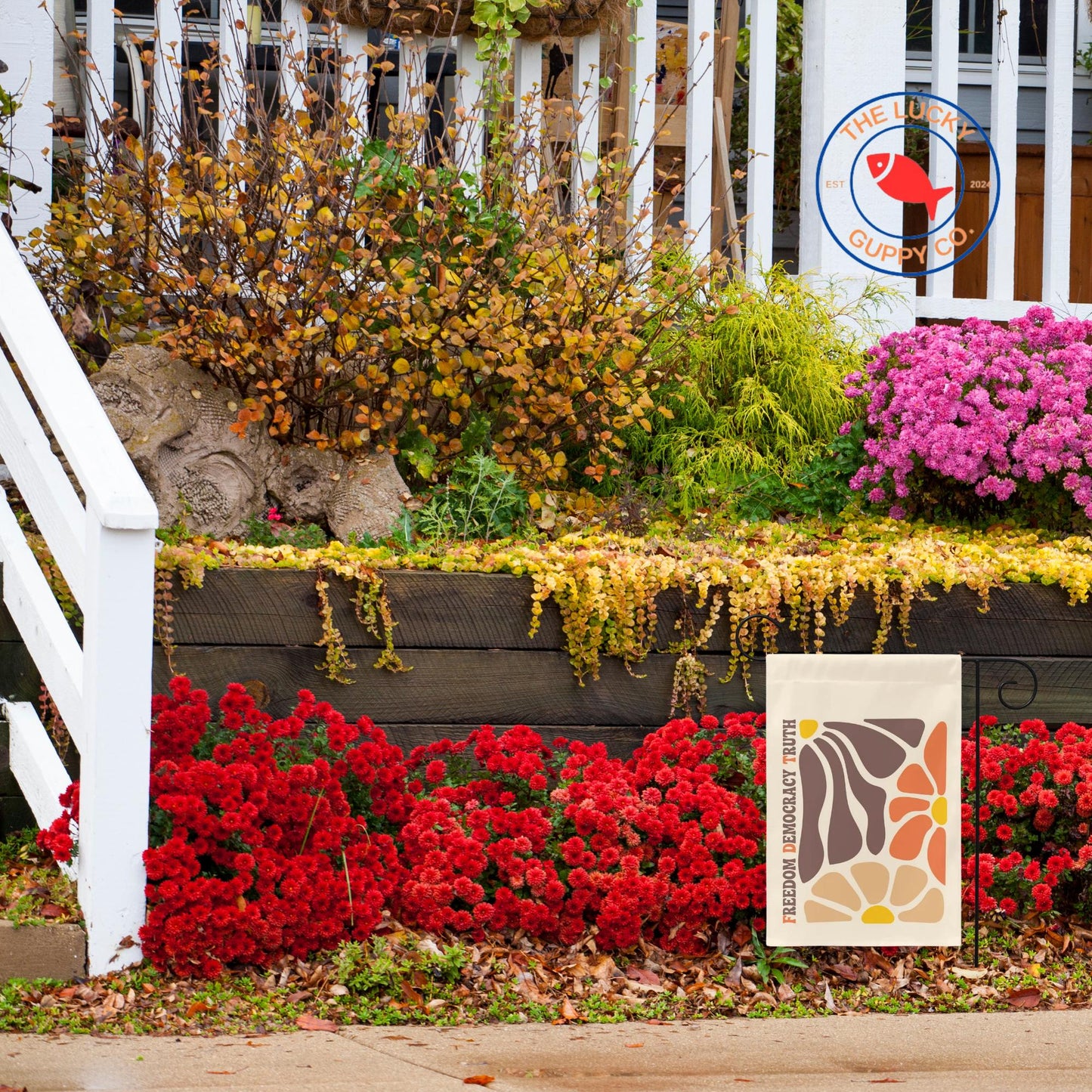 Freedom Democracy Truth Subtle FDT Fall Liberal Boho Flag, Pumpkin Spice and Equal Rights, Smash the Patriarchy, They Didn't Burn Witches