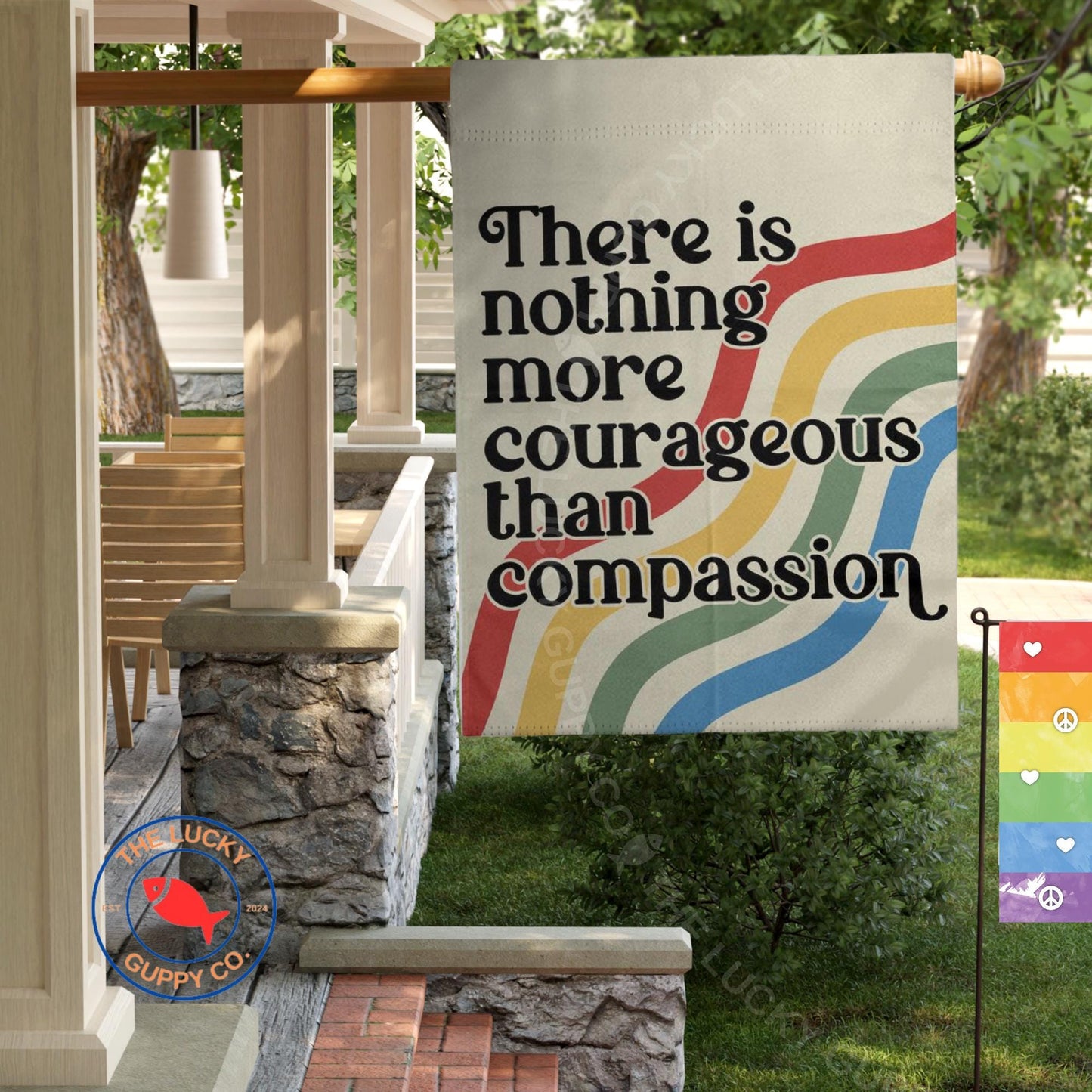 Compassion Garden Flag: Patriotic Liberal Yard Sign