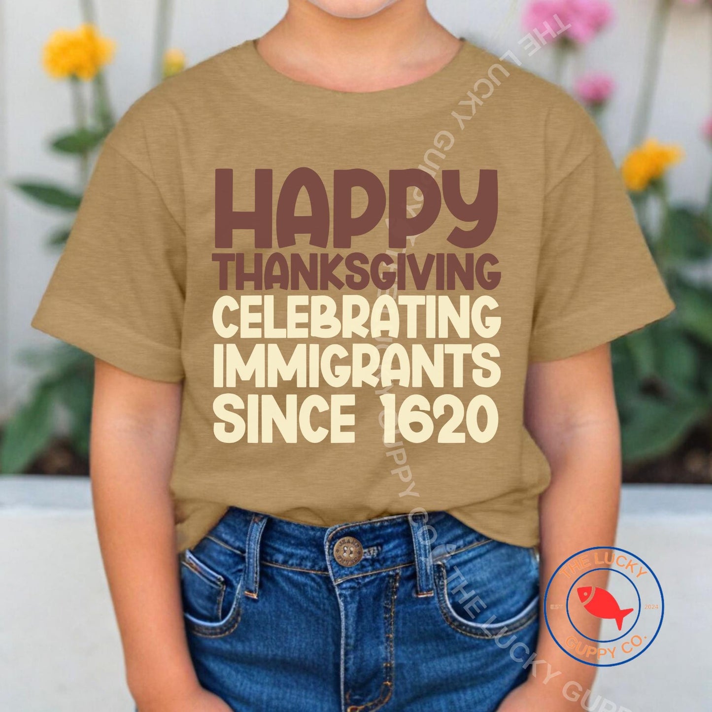 Celebrating Immigrants Since 1620 Liberal Thanksgiving Toddler Youth Shirt, No Kings in America, Family Thanksgiving Day Shirts, Subtle FDT