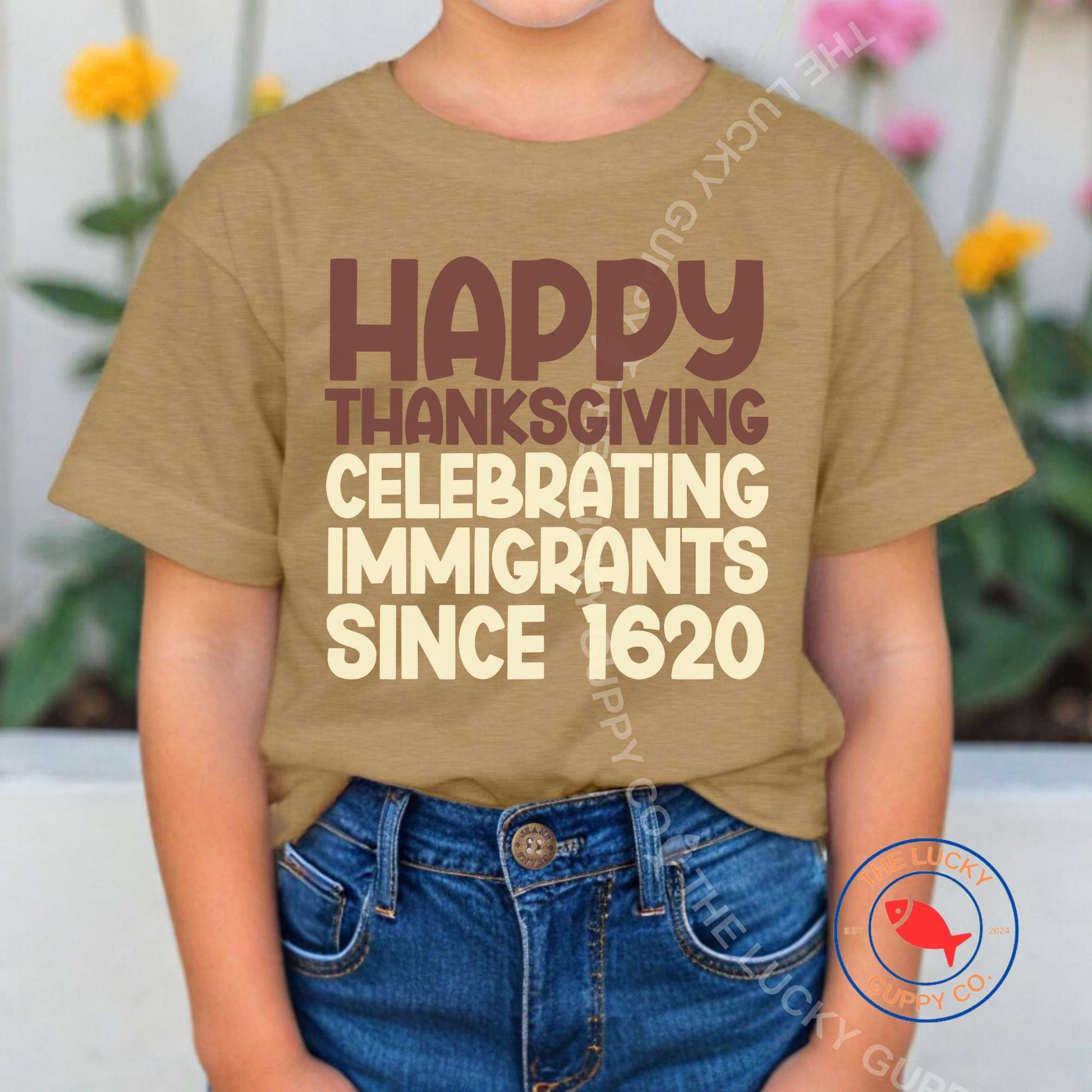 Celebrating Immigrants Since 1620 Liberal Thanksgiving Toddler Youth Shirt, No Kings in America, Family Thanksgiving Day Shirts, Subtle FDT