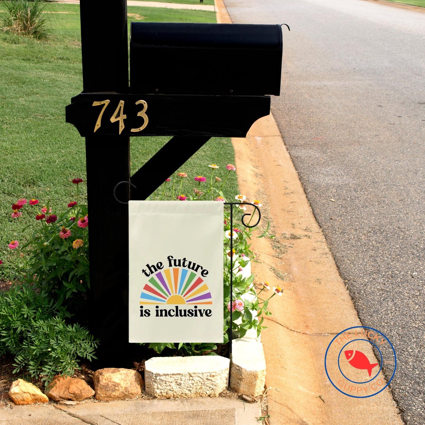 The Future is Inclusive Starburst Rainbow Flag