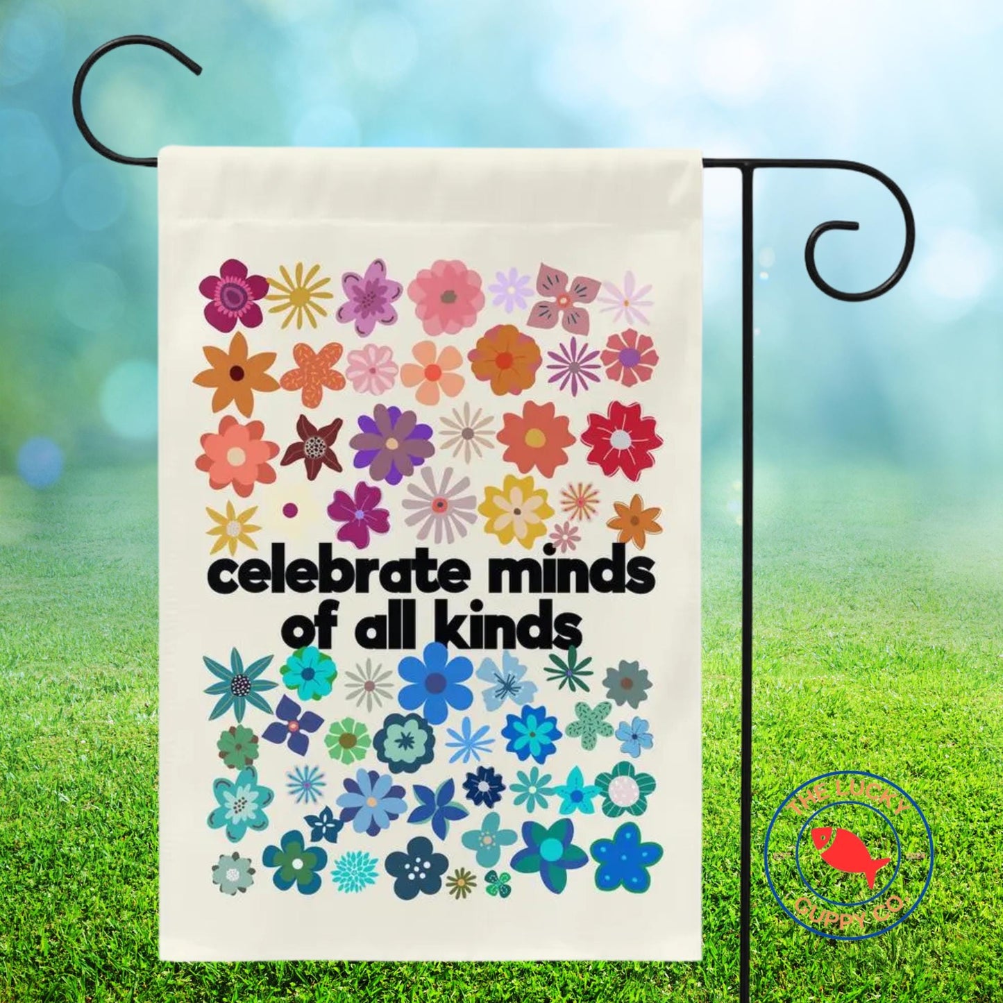 Celebrate Minds of All Kinds White Rainbow Flag