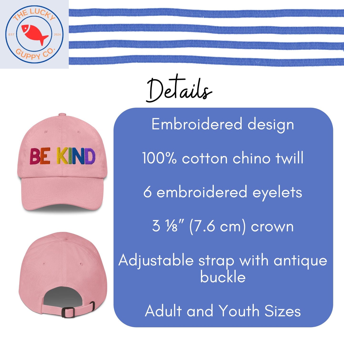 Be Kind Embroidered Rainbow Youth Hat