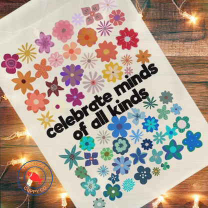 Celebrate Minds of All Kinds White Rainbow Flag