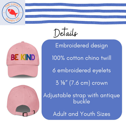 Be Kind Rainbow Embroidered Canvas Hat