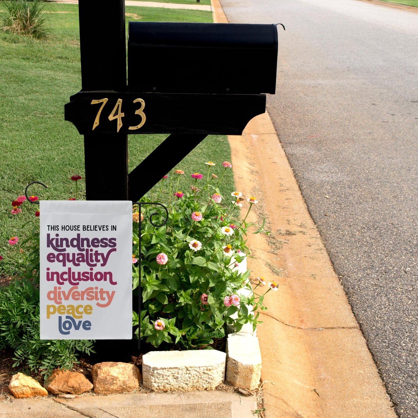 In This House We Believe in Kindness Equality Inclusion Diversity Peace Love Garden Flag, In This House We Believe Sign, Equality is Greater
