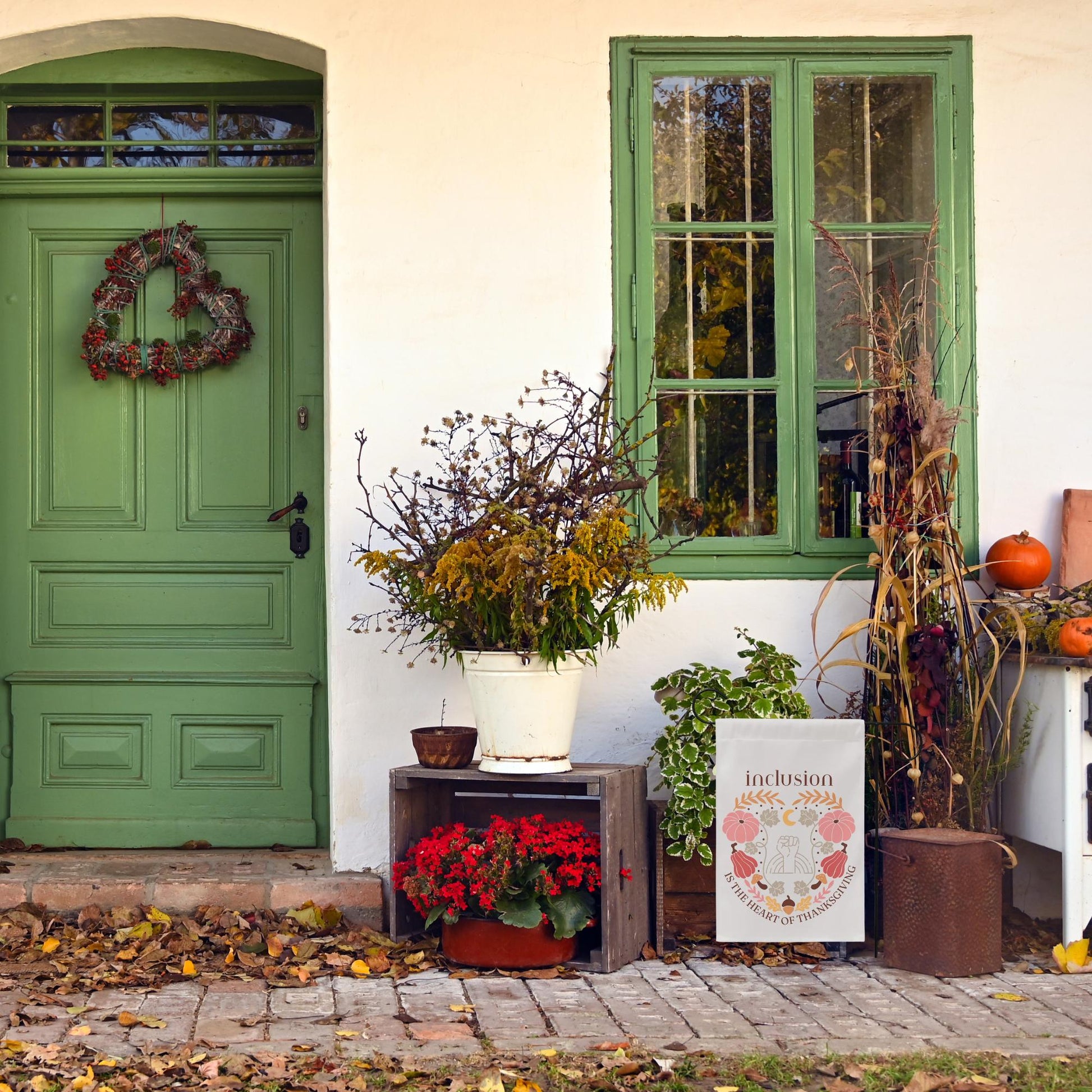 Inclusion Equality Thanksgiving house flag, defend equality, happy thanksgiving flag, thanksgiving flag pendent, spooky nights equal rights