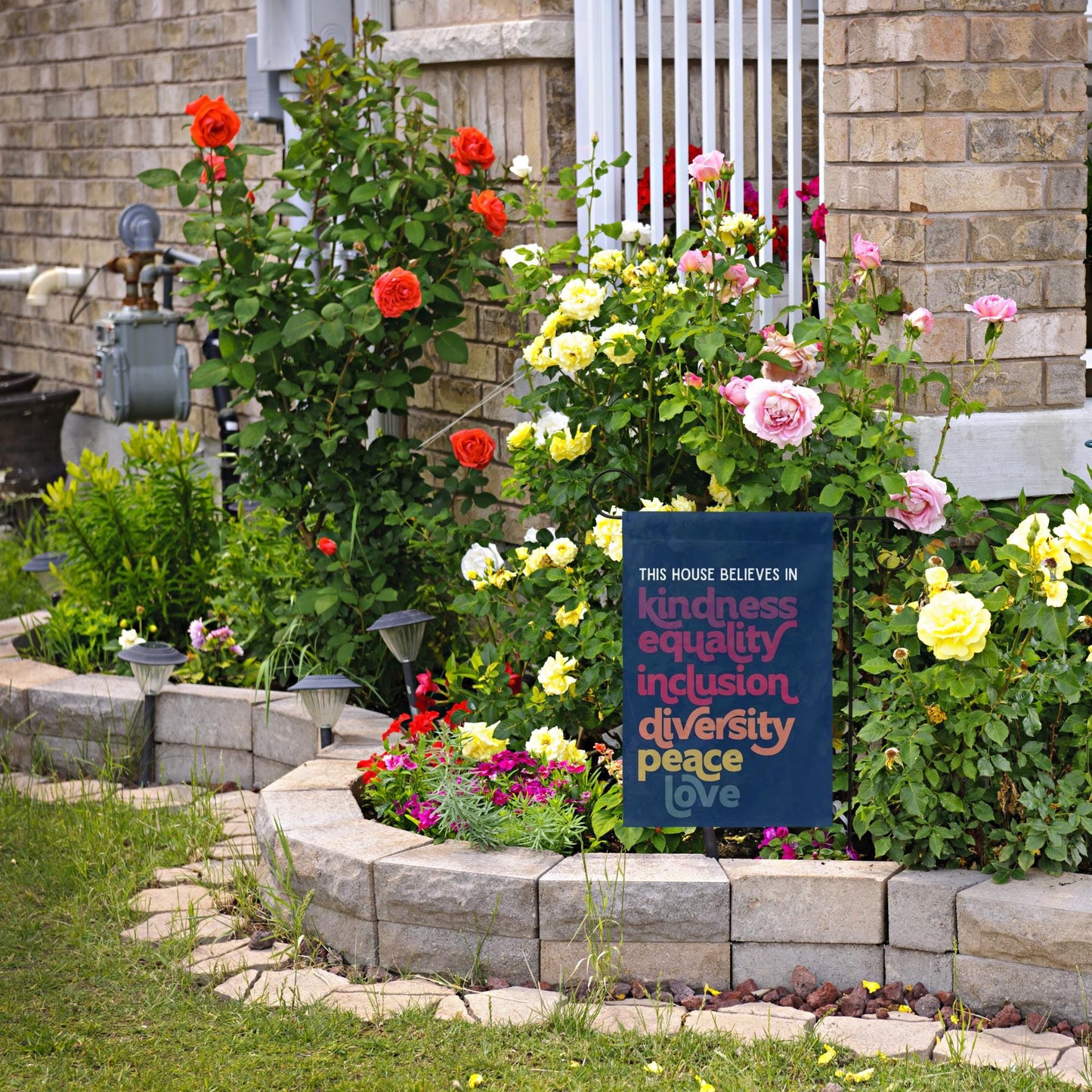 This House Believes in Kindness Equality Inclusion Diversity Peace Love Garden Flag, In This House We Believe Sign, Equality is Greater