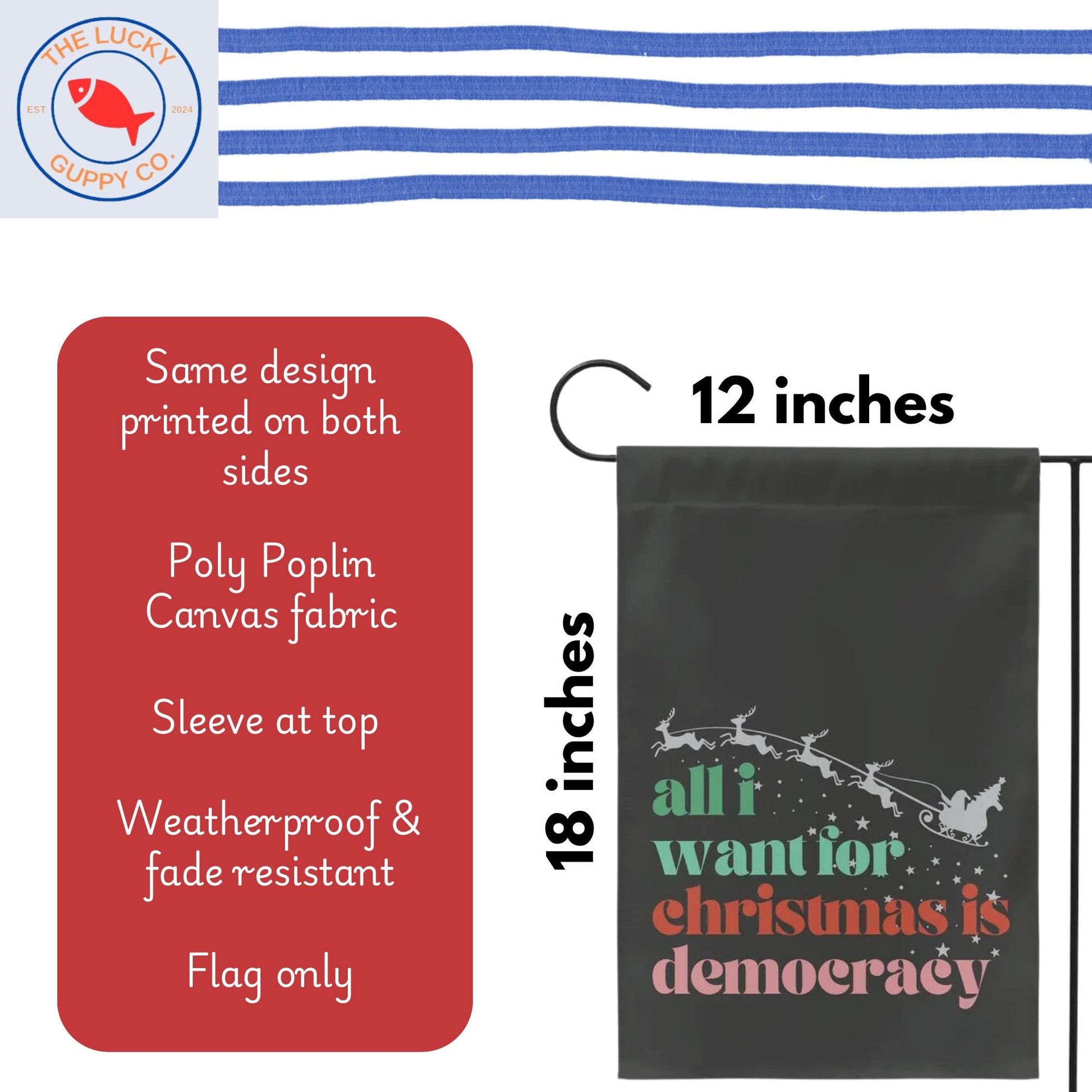 all I wanted for Christmas was democracy, not my president garden flag, unapologetic democrat yard sign, anti trump banner, defend equality