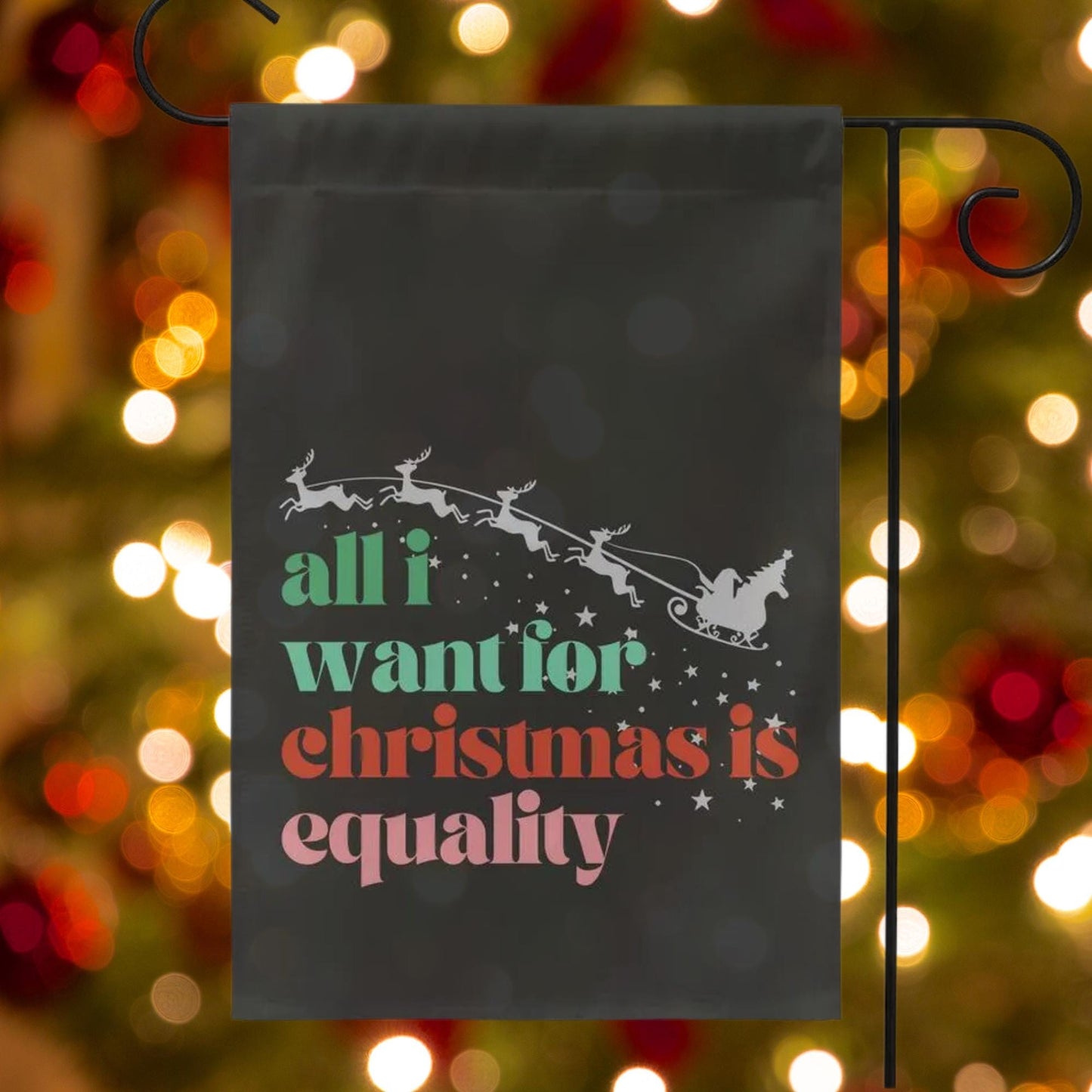 all I wanted for Christmas was democracy, not my president garden flag, unapologetic democrat yard sign, anti trump banner, defend equality