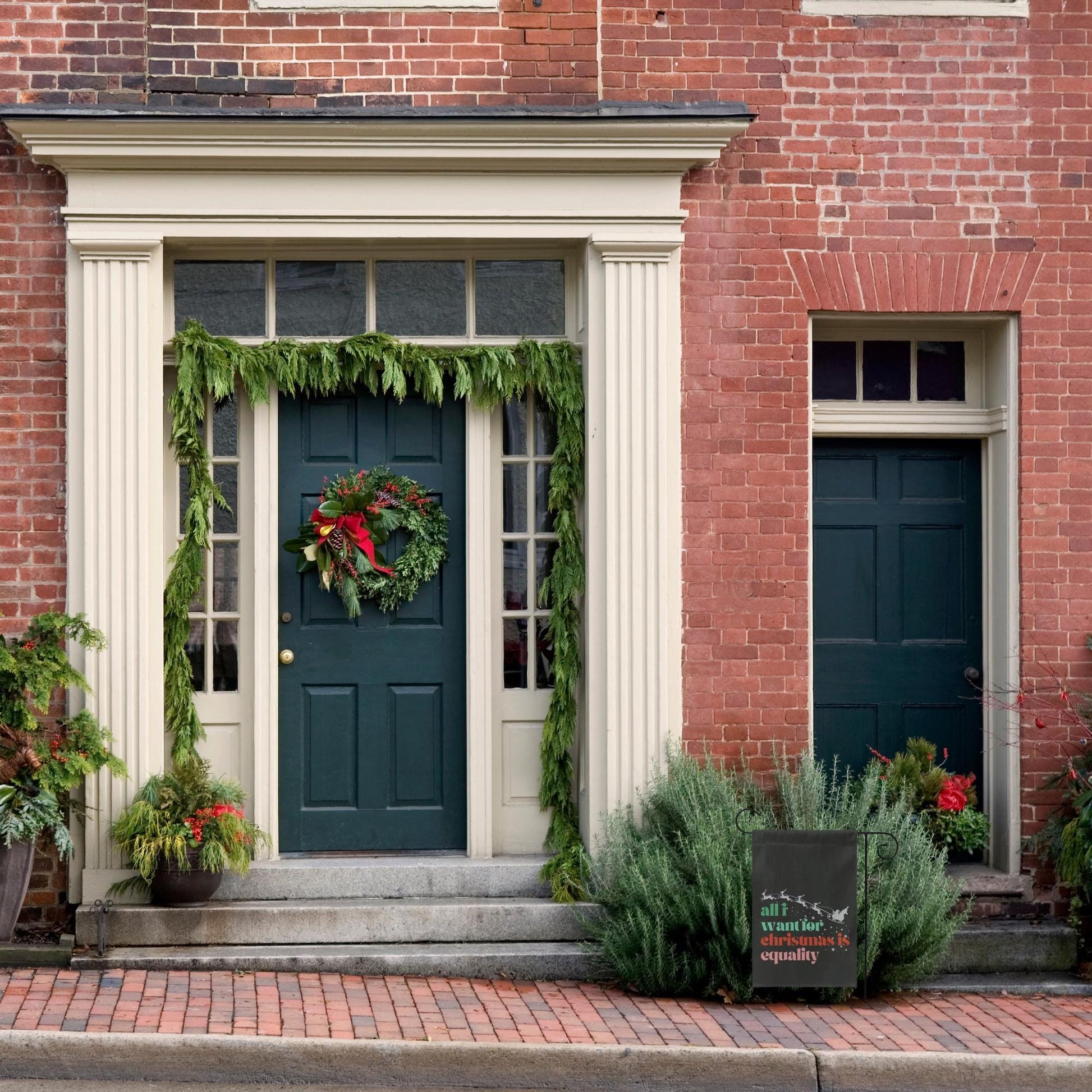 all I wanted for Christmas was democracy, not my president garden flag, unapologetic democrat yard sign, anti trump banner, defend equality