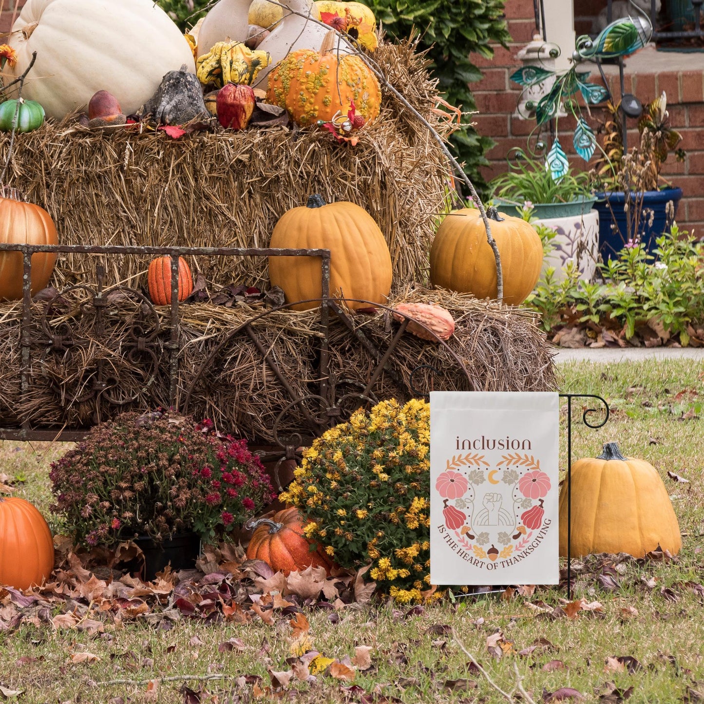Inclusion Equality Thanksgiving house flag, defend equality, happy thanksgiving flag, thanksgiving flag pendent, spooky nights equal rights
