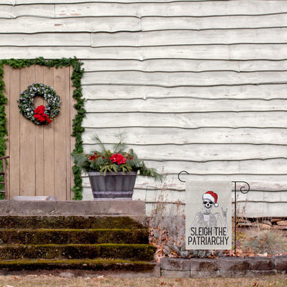Sleigh the patriarchy skeleton rad garden flag, unapologetic democrat yard sign, girls just want fundamental rights, equal rights amend