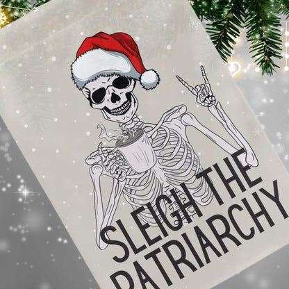 Sleigh the patriarchy skeleton rad garden flag, unapologetic democrat yard sign, girls just want fundamental rights, equal rights amend
