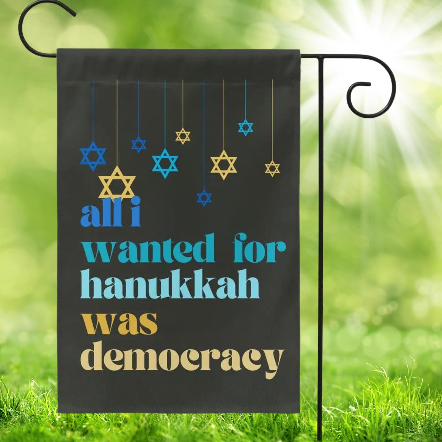 all I wanted for hanukkah was democracy mini equality garden flag, eight nights equal rights, liberal jewish gift, democracy in america