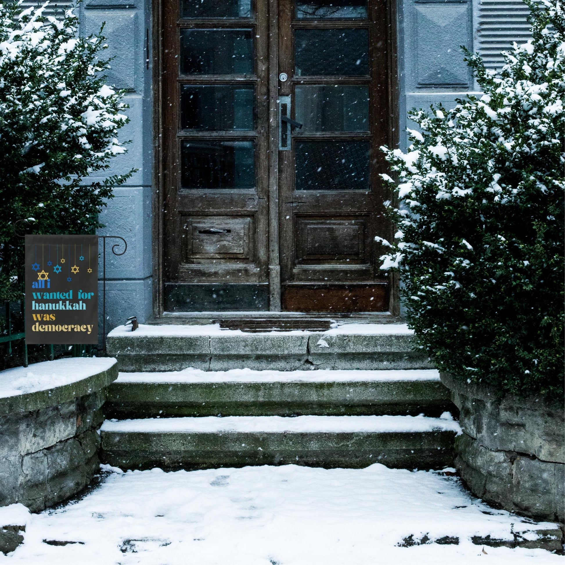 all I wanted for hanukkah was democracy mini equality garden flag, eight nights equal rights, liberal jewish gift, democracy in america