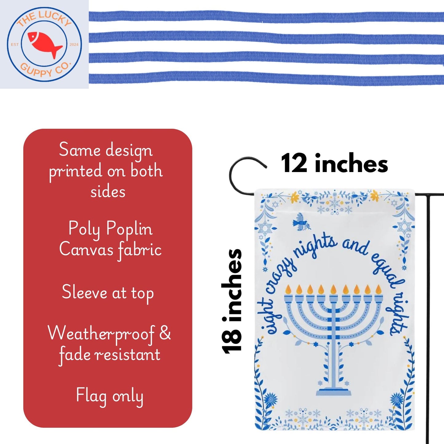 eight crazy nights equal rights garden flag, Hanukkah banner, floral flag Chanukah, defend equality banner sign, inclusion is elemental