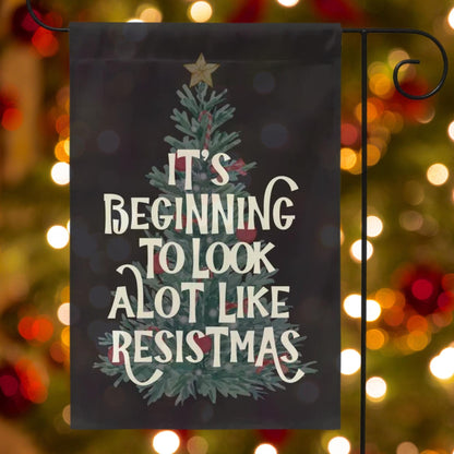 merry resistmas retro defend equality garden flag, all I want for christmas is democracy, anti trump af yard sign, unapologetic democrat