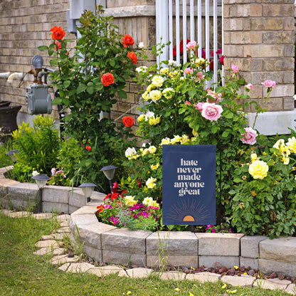 hate never made anyone great boho garden flag, not my president yard sign, don't look at me I voted for her, unapologetic democrat banner