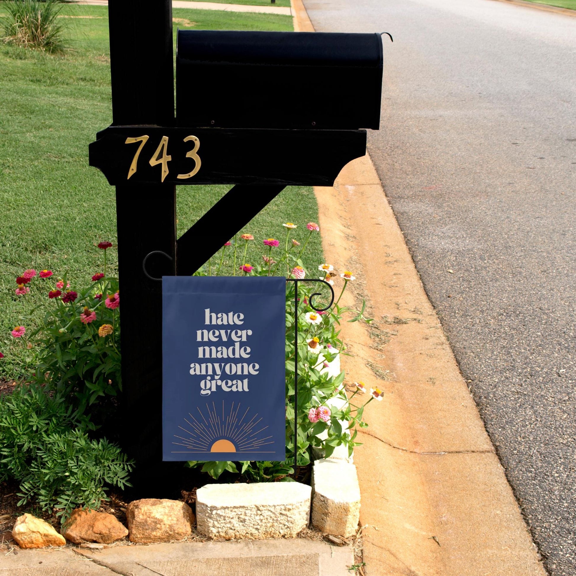 hate never made anyone great boho garden flag, not my president yard sign, don't look at me I voted for her, unapologetic democrat banner