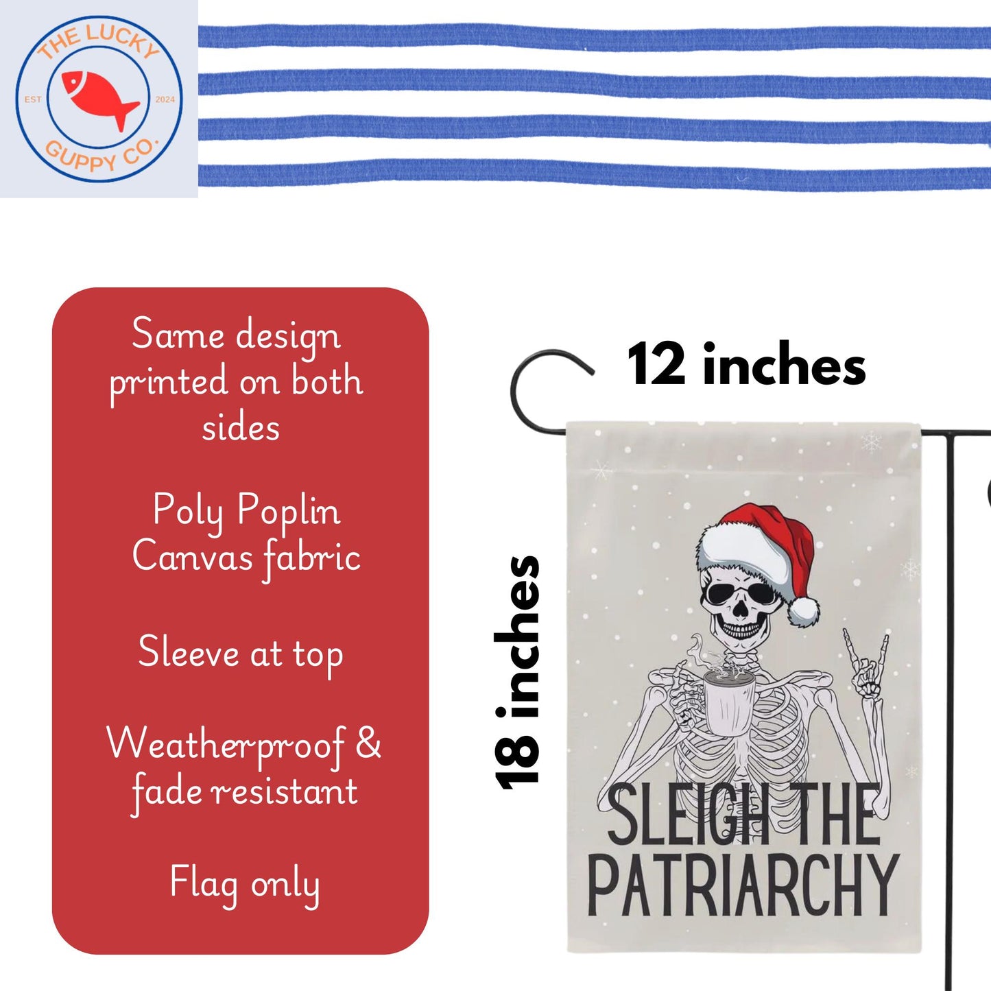 Sleigh the patriarchy skeleton rad garden flag, unapologetic democrat yard sign, girls just want fundamental rights, equal rights amend