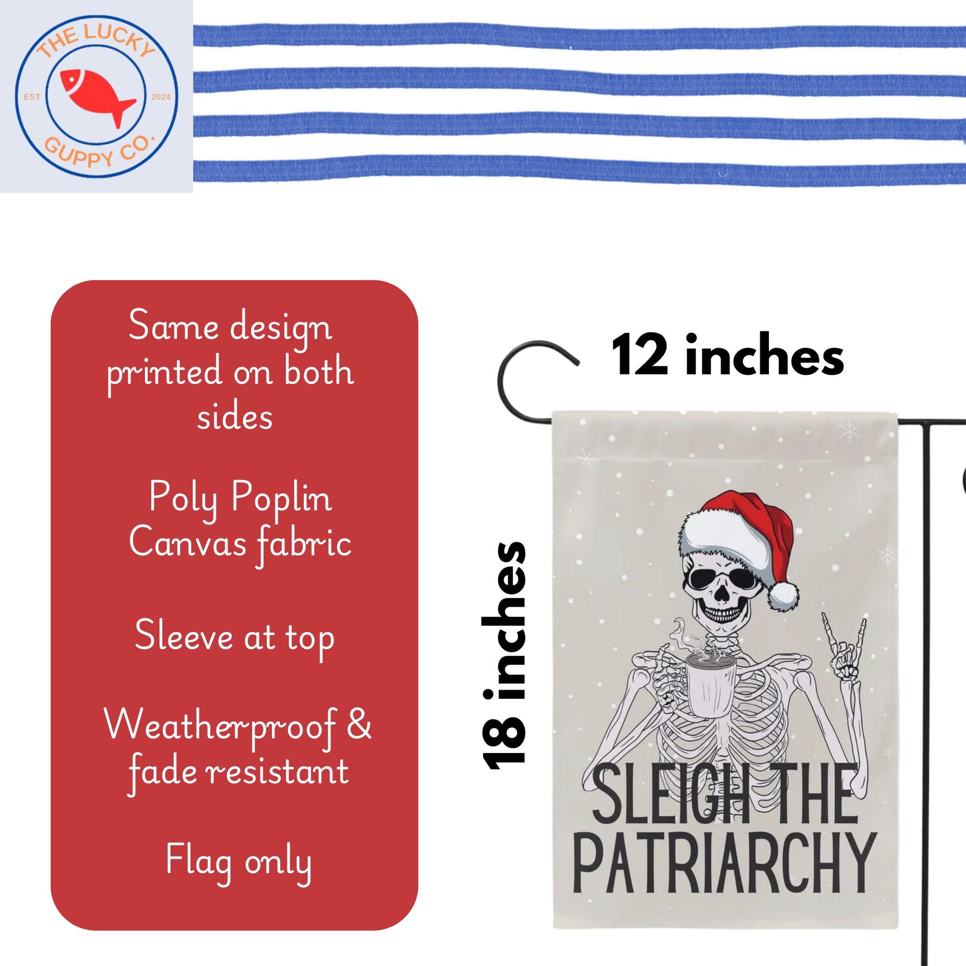 Sleigh the patriarchy skeleton rad garden flag, unapologetic democrat yard sign, girls just want fundamental rights, equal rights amend