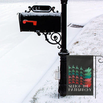 Sleigh the patriarchy skeleton rad garden flag, unapologetic democrat yard sign, girls just want fundamental rights, equal rights amend