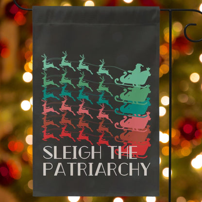 Sleigh the patriarchy skeleton rad garden flag, unapologetic democrat yard sign, girls just want fundamental rights, equal rights amend