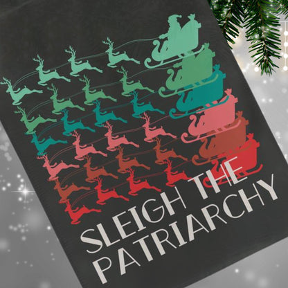 Sleigh the patriarchy skeleton rad garden flag, unapologetic democrat yard sign, girls just want fundamental rights, equal rights amend