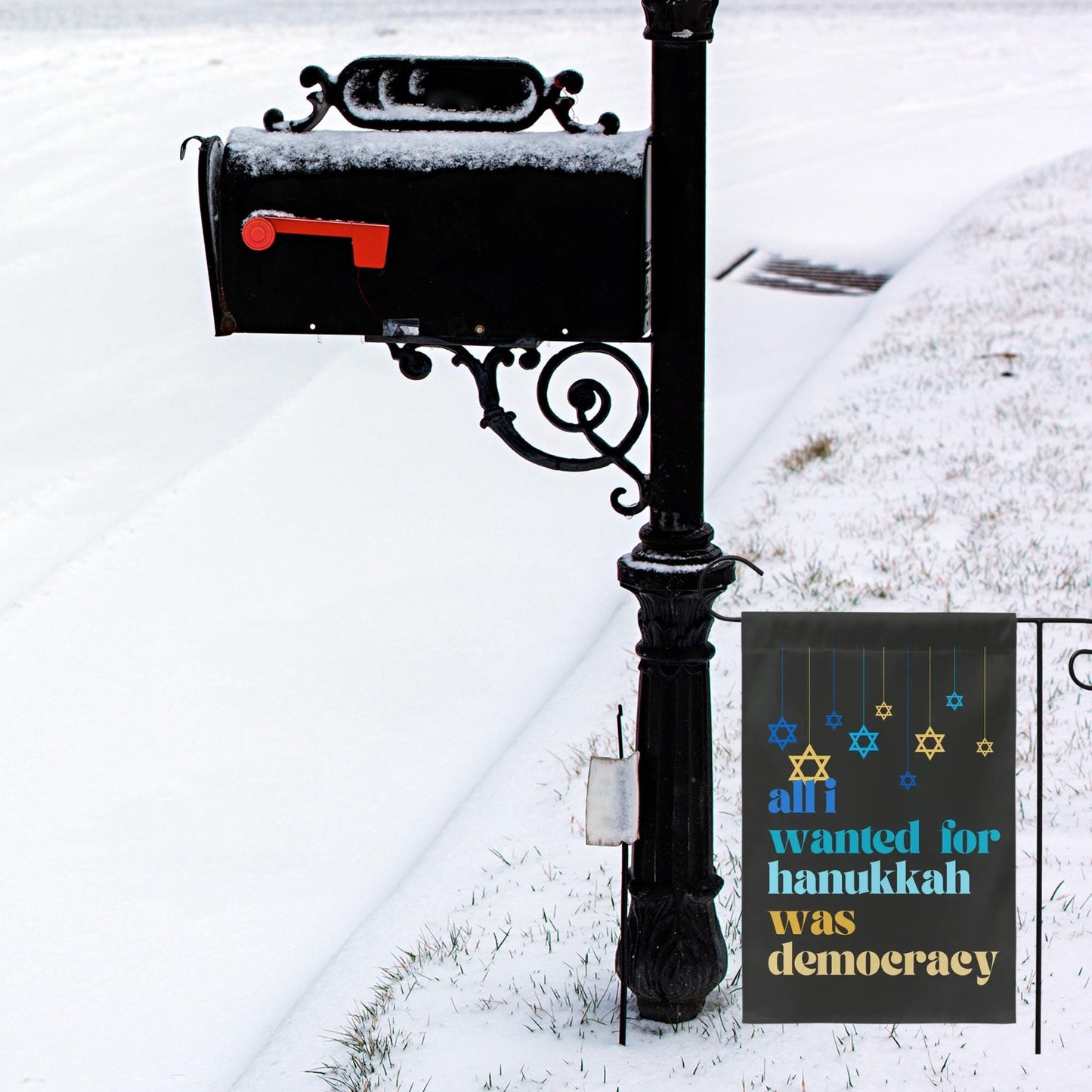 all I wanted for hanukkah was democracy mini equality garden flag, eight nights equal rights, liberal jewish gift, democracy in america