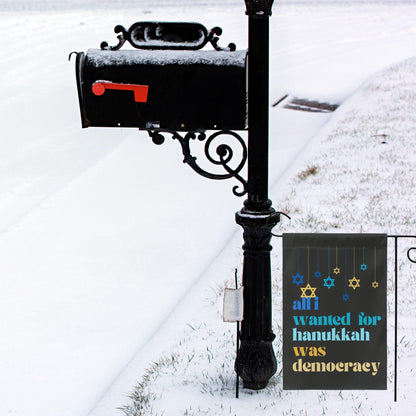 all I wanted for hanukkah was democracy mini equality garden flag, eight nights equal rights, liberal jewish gift, democracy in america