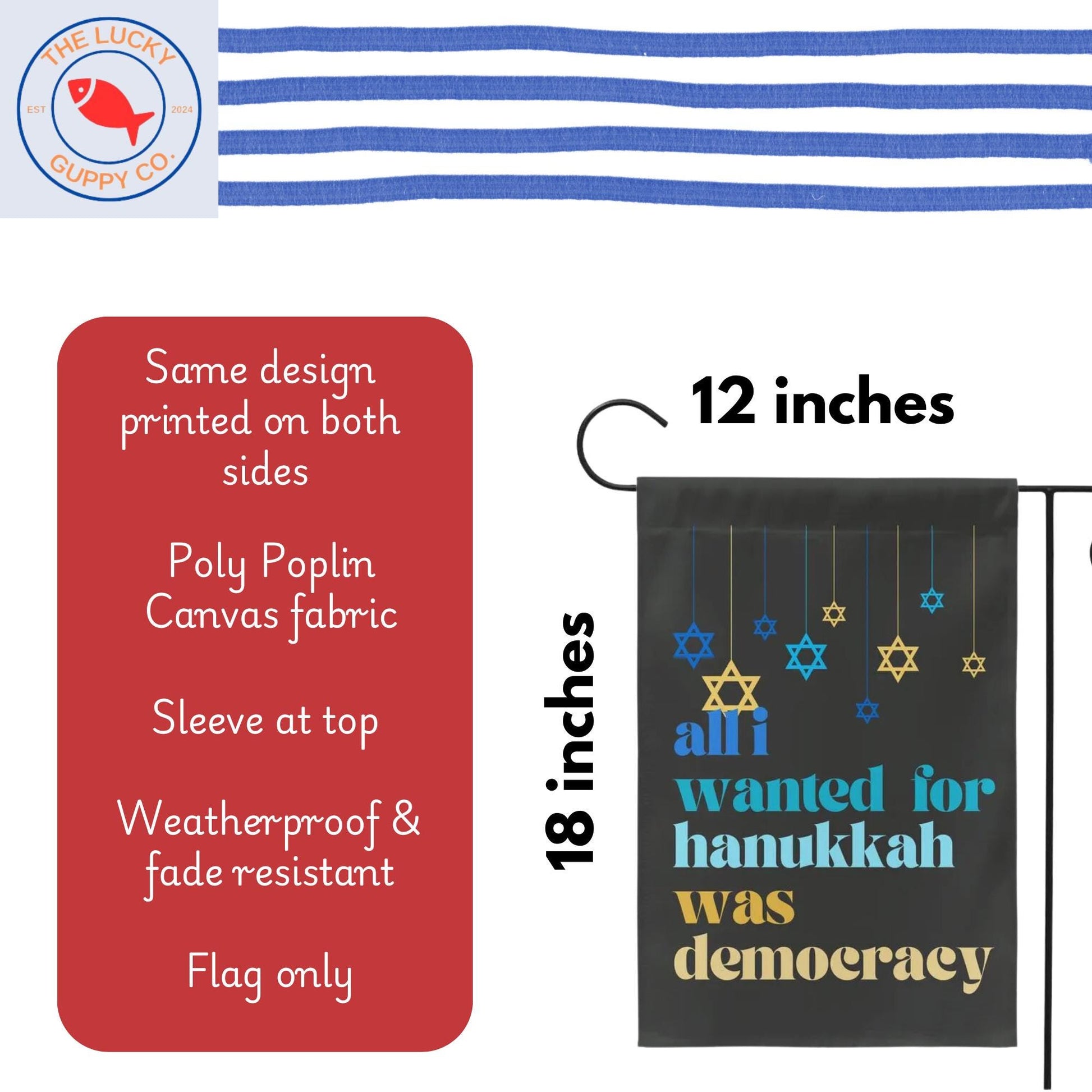 all I wanted for hanukkah was democracy mini equality garden flag, eight nights equal rights, liberal jewish gift, democracy in america
