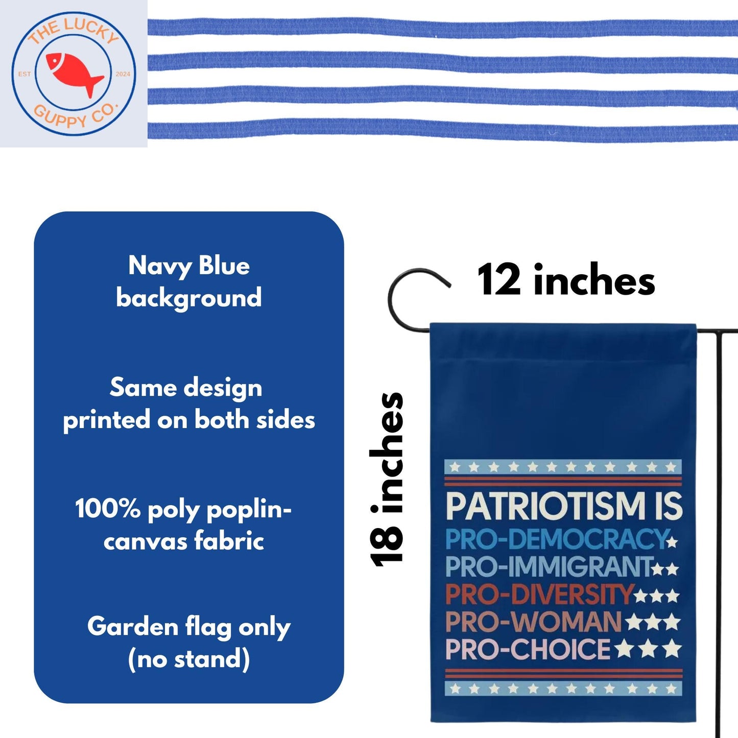 Patriotism is pro democracy mini equality garden flag, patriotic democrat flag, liberal garden flag, pro America anti trump yard sign, FDT